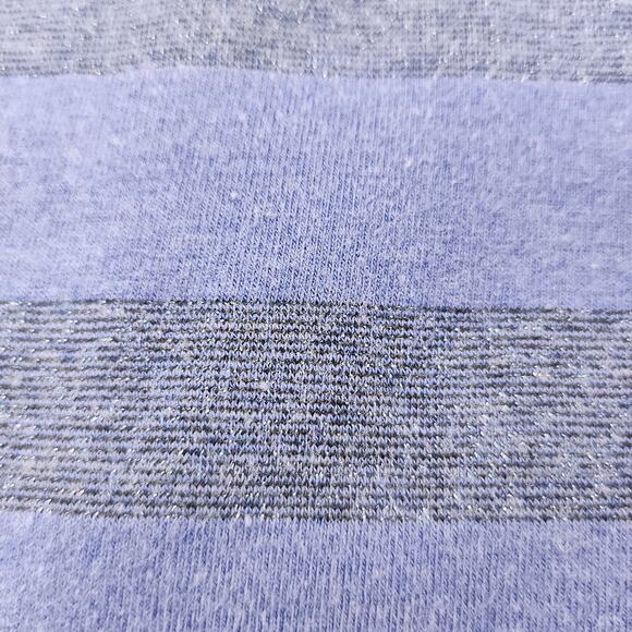 Blue Striped Shirt Womens PM Medium Petite Horizontal Sparkly Shimmer Cap Sleeve - Picture 8 of 12